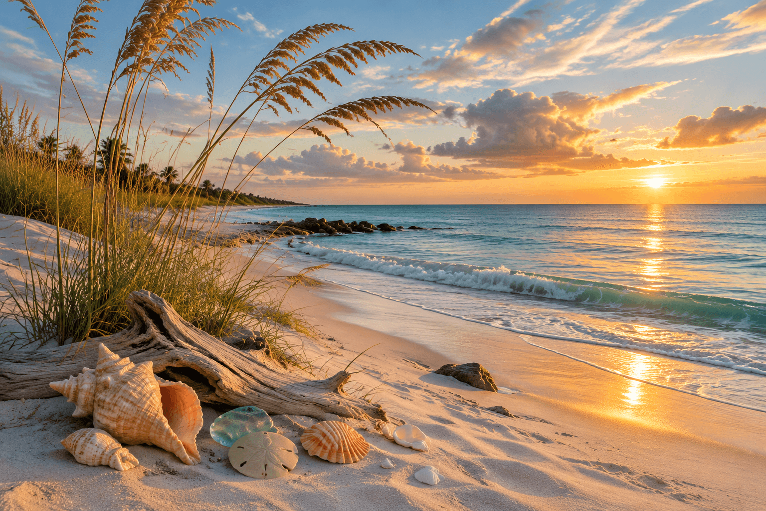 The Florida gulf coast at golden hour