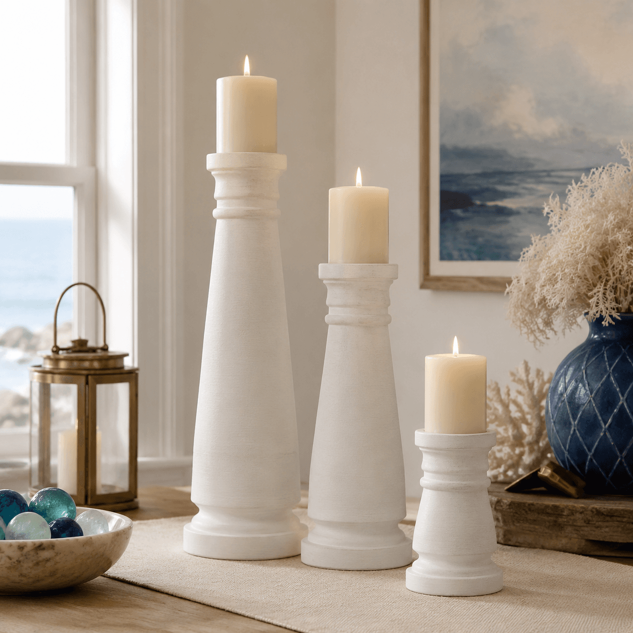 Lighthouse Candle Holder Trio