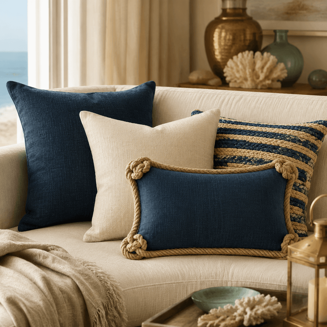 Nautical Rope Throw Pillow Set