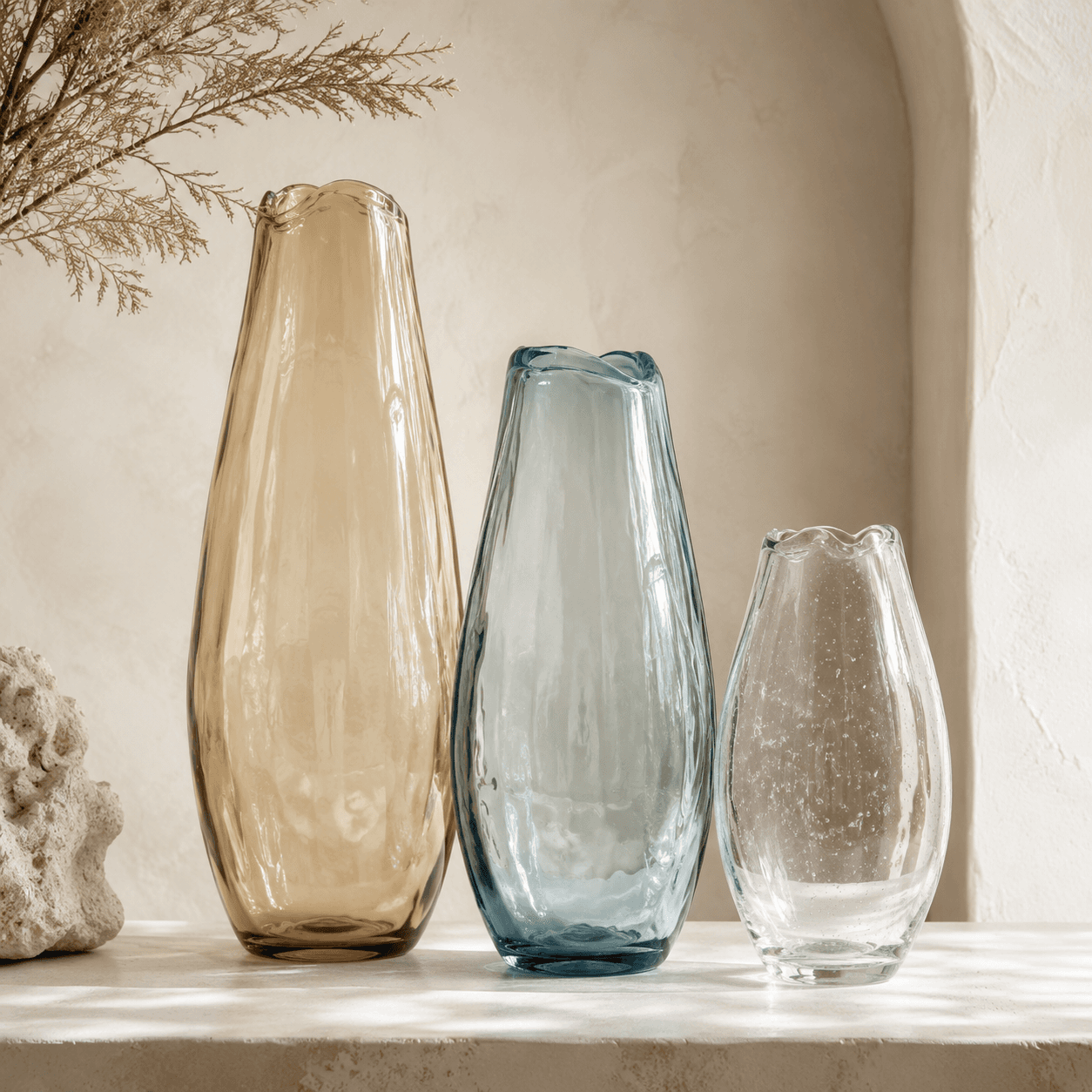 Sand & Sea Glass Vase Trio